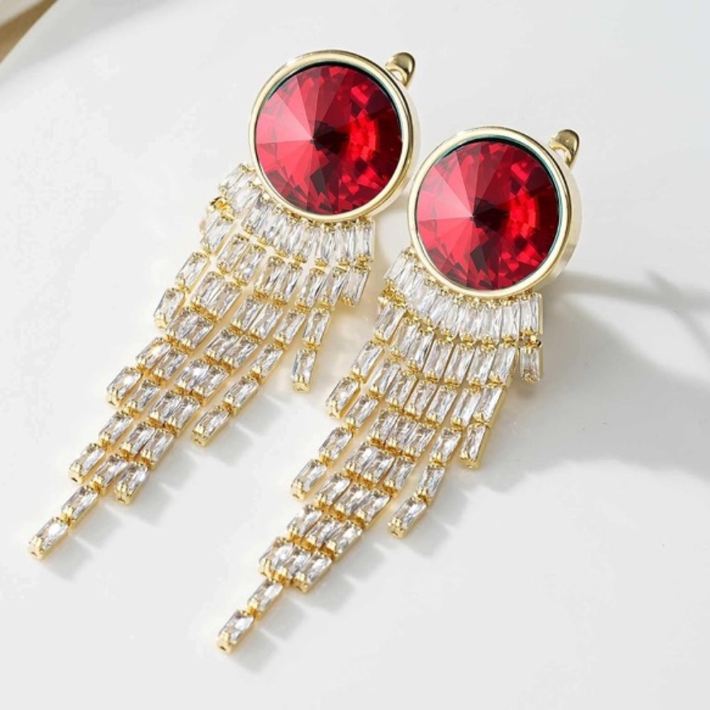 14K Elegant Gold Plated Austrian Crystal Drop Earrings